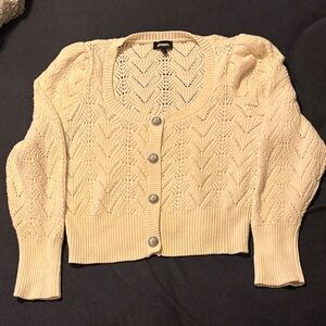 Express Cream Cardigan with Silver Buttons